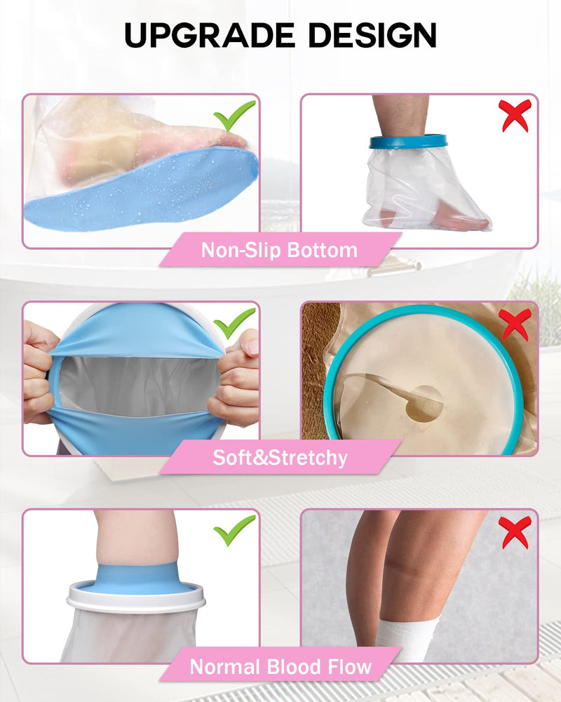 [Australia] - Waterproof Foot Cover for Shower Adult, Foot Cast Covers with Non-Slip Padding Bottom, Watertight Ankle Foot Cast Protector for Surgery Bandage Dressing Wound, Reusable 