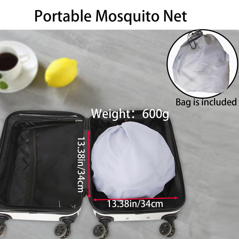 [Australia] - CMINGJ Portable Mosquito Net Foldable Pop-Up Travel Mosquito Net for Bed Free Installation-Suitable for Baby Adults Bedroom, Camping, nap, Patio (Large-Side Zipper(White net)) Large-Side zipper(White net) 