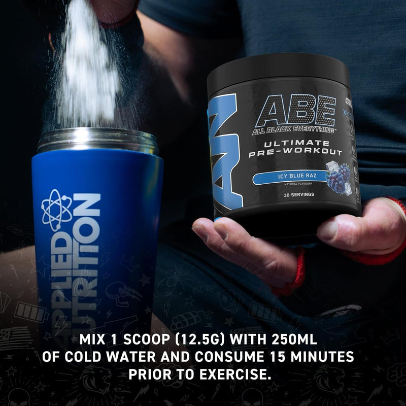 Applied Nutrition Bundle ABE Pre Workout 375g + Electric Shaker | All Black Everything Pre Workout Powder, Energy Drink, Physical Performance, Creatine, Beta Alanine, Caffeine (Tropical) Tropical