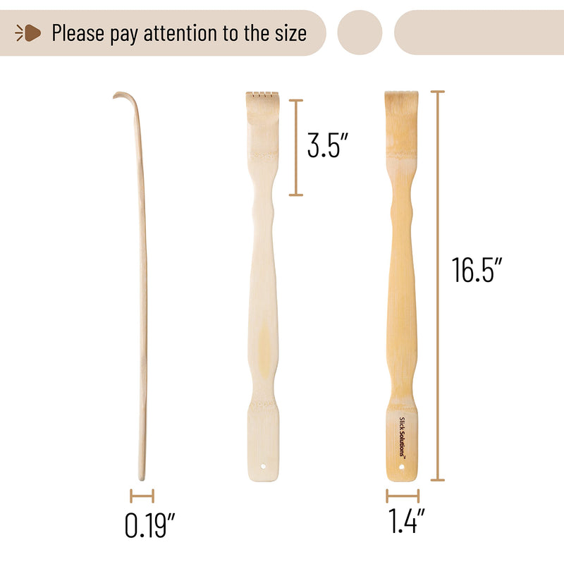 [Australia] - Slick- Bamboo Back Scratcher, 16.5”, 2 pcs, Back Scratcher for Men and Women, Wooden Back Scratcher Long Handle, Back Scratcher Bamboo, Wood Back Scratcher 