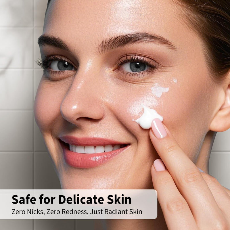 Dermaplane Razor for Women Face, Precision Face Razors for Women, Dermaplaning Tool, Gentle Exfoliation, Perfectly Shape Brows, Reusable Metal Handle with 8 Microblades, Pink Pink with 8 Refills