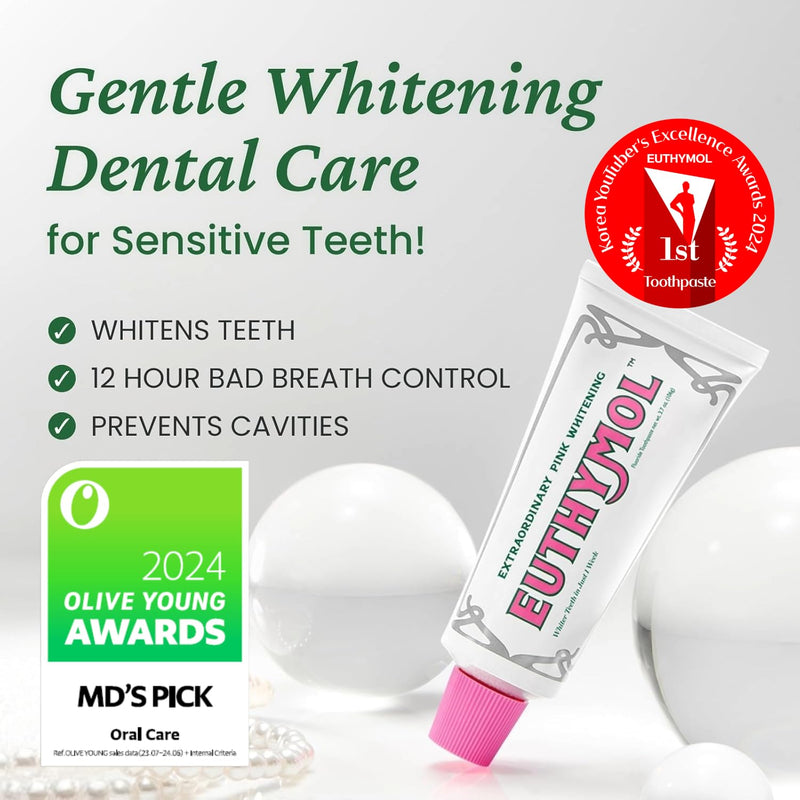 EUTHYMOL Whitening Toothpaste Gift Set | 3.7 oz*2 + Squeezer Set | Whitening Toothpaste, Squeezer set for Sensitive Gum & Teeth, Refreshing Breath, Cavity Prevention, Best Gift for Loved One