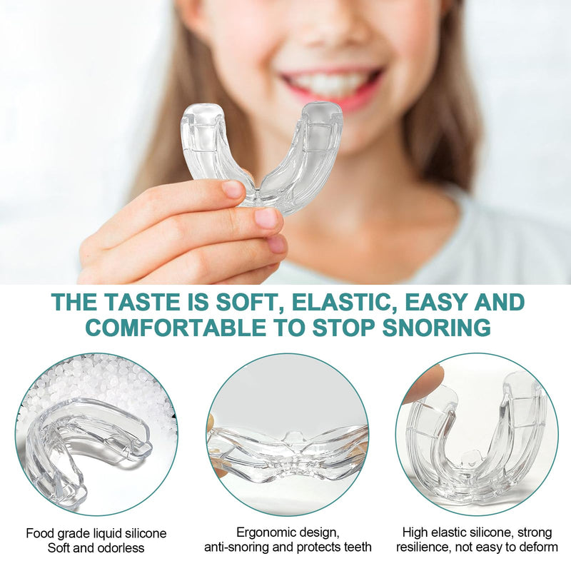 [Australia] - Anti-snoring splint, dental splint for grinding, mouth guard for teeth grinding, mouth guard for night protection, improves sleep quality, bite splint against teeth grinding for men and women, transparent 