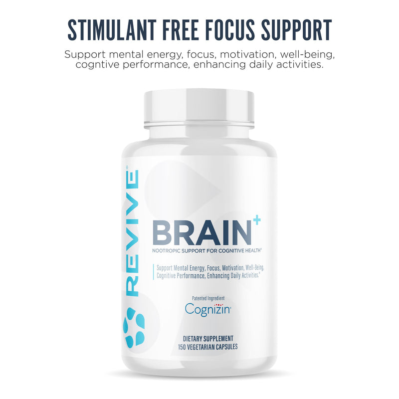 Revive MD Brain Supplement for Memory & Focus – Stimulant-Free Nootropic Formula for Cognitive Health with Niacin, Vitamins B6 & B12, Acetyl-L-Carnitine HCL & Alpha-GPC – 150 Capsules (30 Servings)