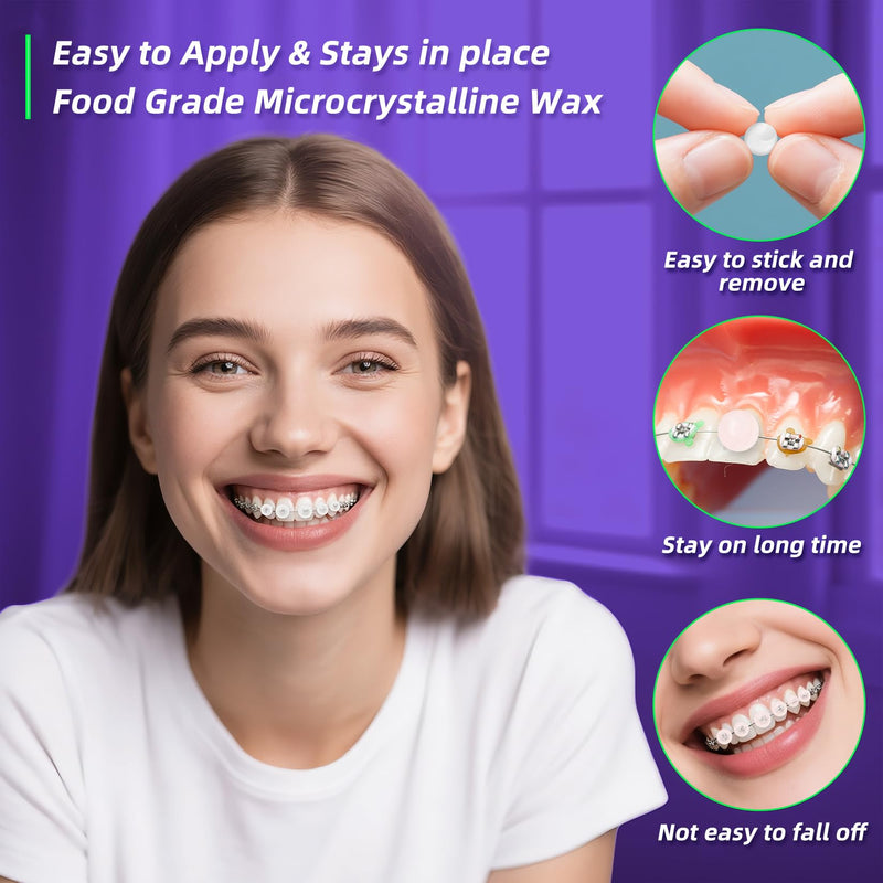 [Australia] - Orthodontic Wax for Braces - 240 Dental Wax Dots | Hygienic Individual Wraps, Mint Flavor 240 Count 