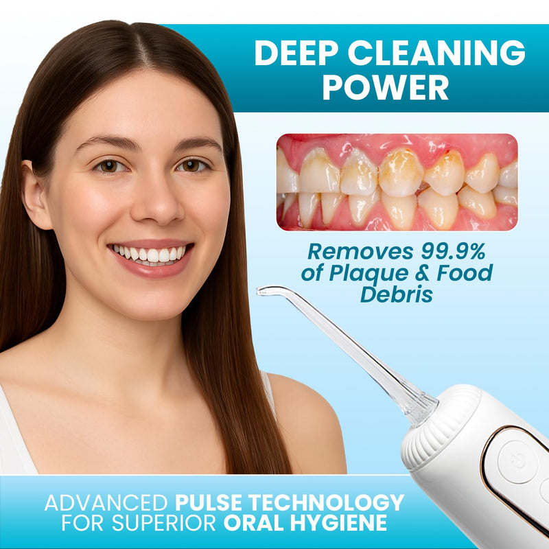 Cordless Water Flosser with 360° Rotating Tip for Easy Reach - Water Dental Flosser for Braces & Dental Care - Electric Water Flosser with USB Charger, Ideal for Travel & Everyday Use