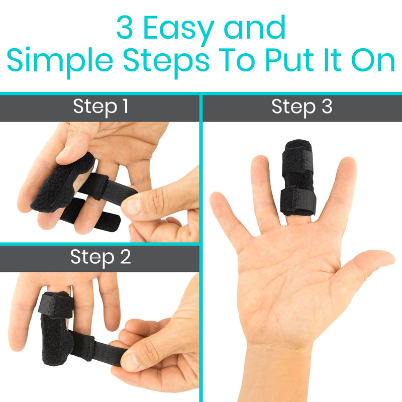 [Australia] - Vive Finger Splint (2 Pack) - Universal Finger Straightener - Broken and Trigger Finger Splints - Finger Brace for Arthritis pain and Support - Sprain Relief for Middle, Index, Ring, Pinky Fingers 