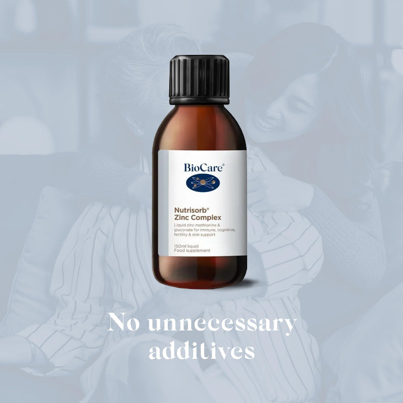 BioCare Nutrisorb Zinc Complex - High Potency Liquid Zinc Methionine & Gluconate for Immunity, Skin, Hair, Nail & Cognitive Support - 150ml
