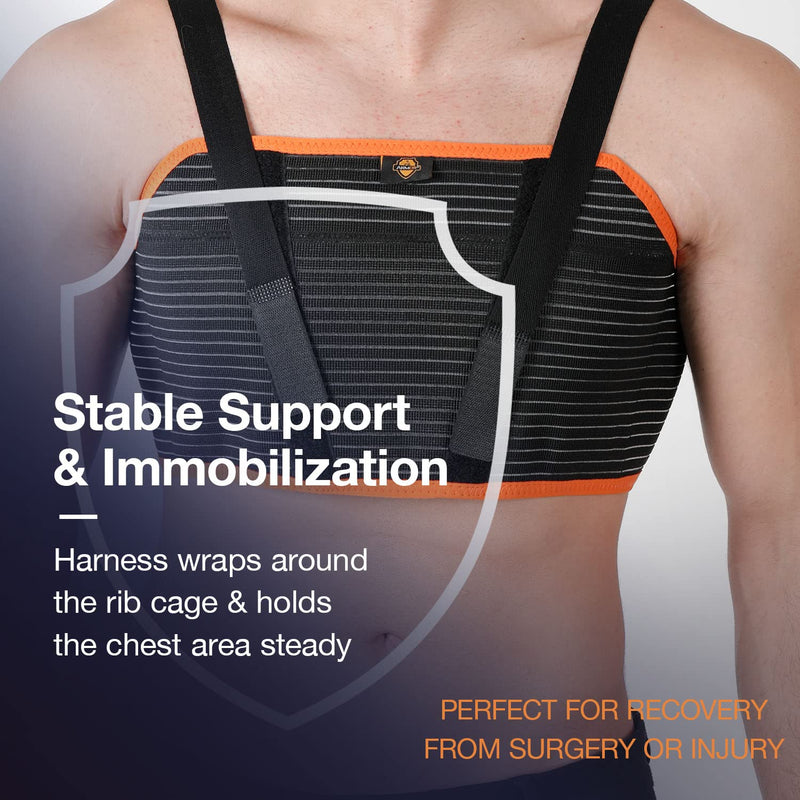 [Australia] - ORTONYX Sternum and Thorax Support Chest Brace for Men and Women - Brocken Fractured, Dislocated Cracked Ribs - Open Heart Surgery Recovery - HB5251/Black/X-Large X-Large (Pack of 1) Black 