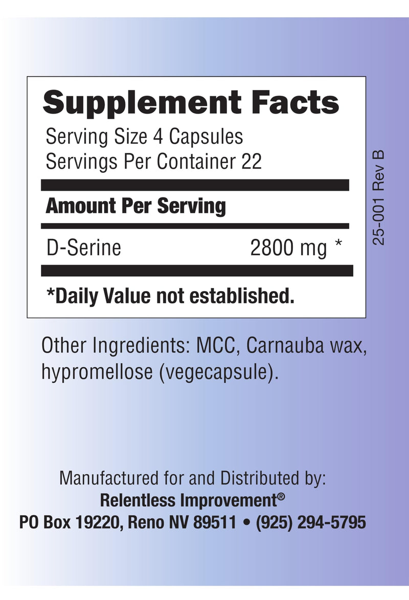 D-Serine Amino Acid 700mg 90 Count Vege Capsules | Cognitive Support, Neuroprotection Support, Mood Enhancement, No Animal Content