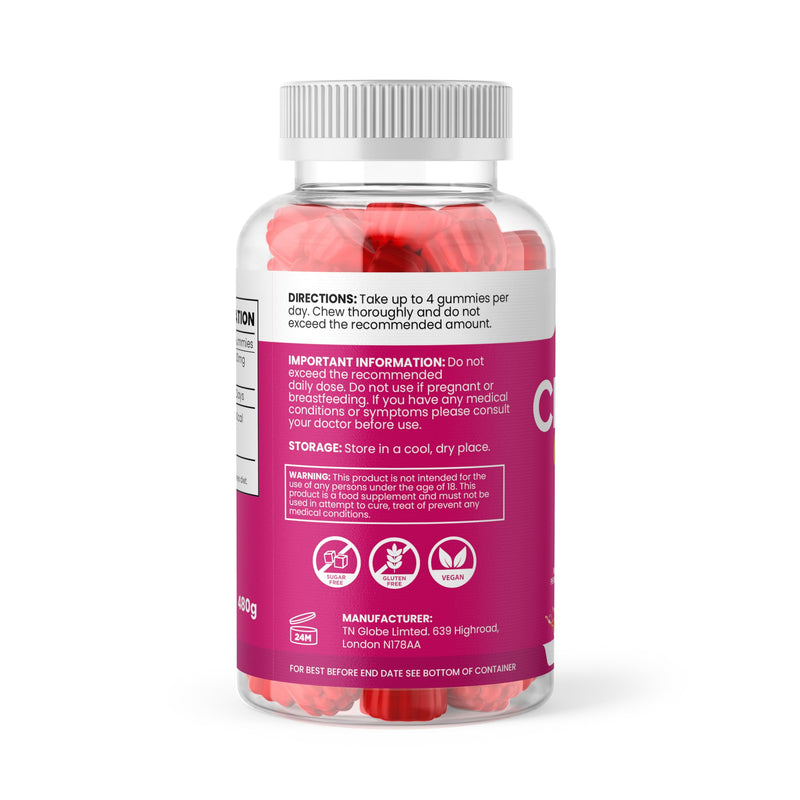 NEW Creatine Monohydrate Gummies 5000mg for Men & Women - 120 Chewable Creatine Gummies (1 Months Supply) - Strawberry Flavoured Creatine, Pre Workout Gym Supplement, Suitable for Vegans