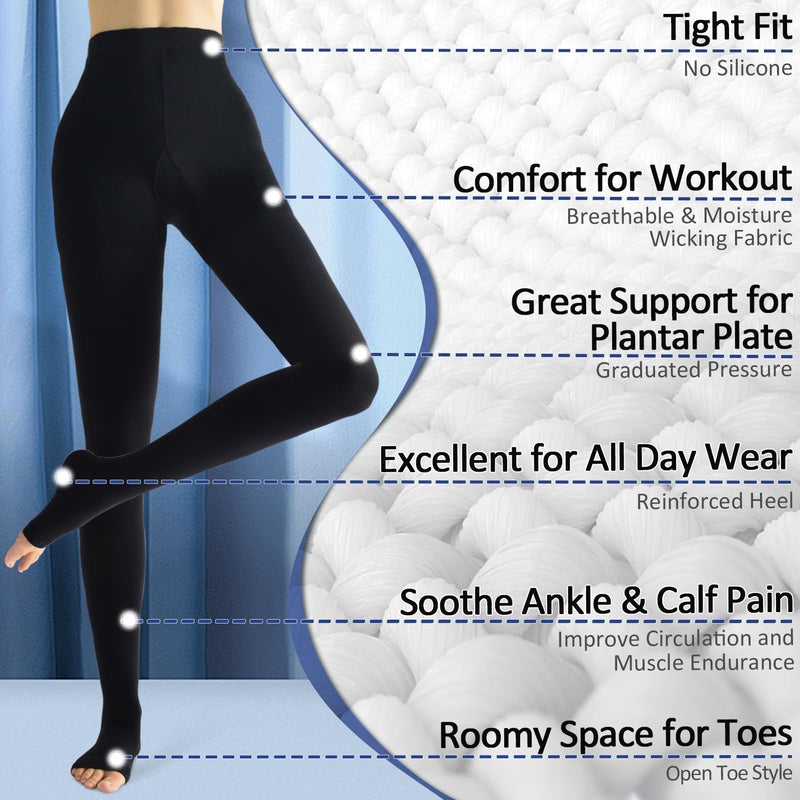 [Australia] - beister Medical Compression Pantyhose Women & Men,20-30mmHg Open Toe Thigh High Compression Tights Graduated Support Black X-Large 