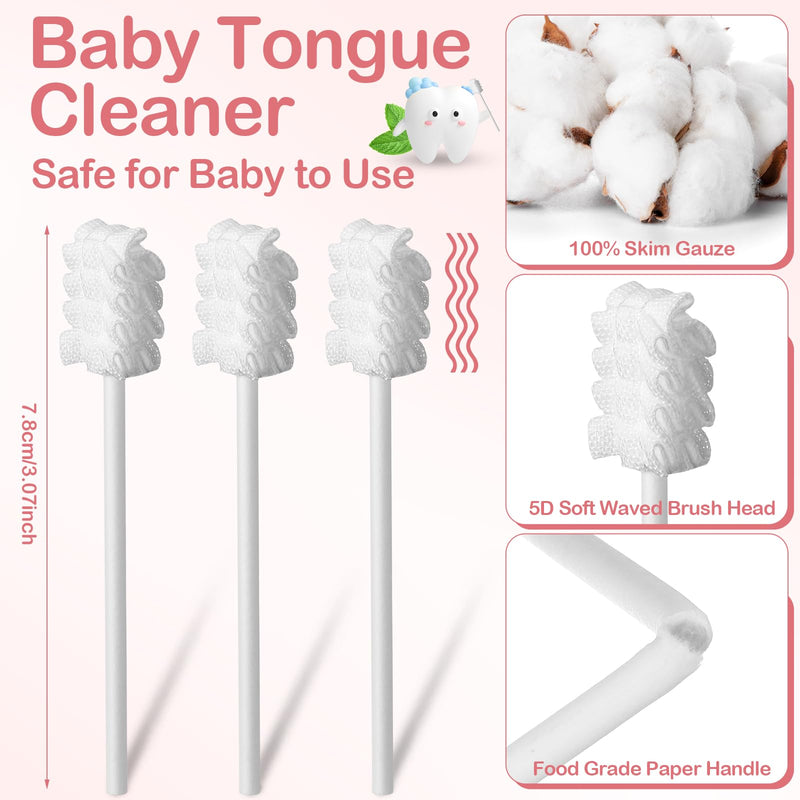 [Australia] - 200 Pieces Baby Tongue Cleaner Disposable Infant Oral Cleaner with 4 Pieces Finger Toothbrush Soft Gauze Baby Mouth Newborn for Tooth Mouth Gum Dental Care(Pink) Pink 