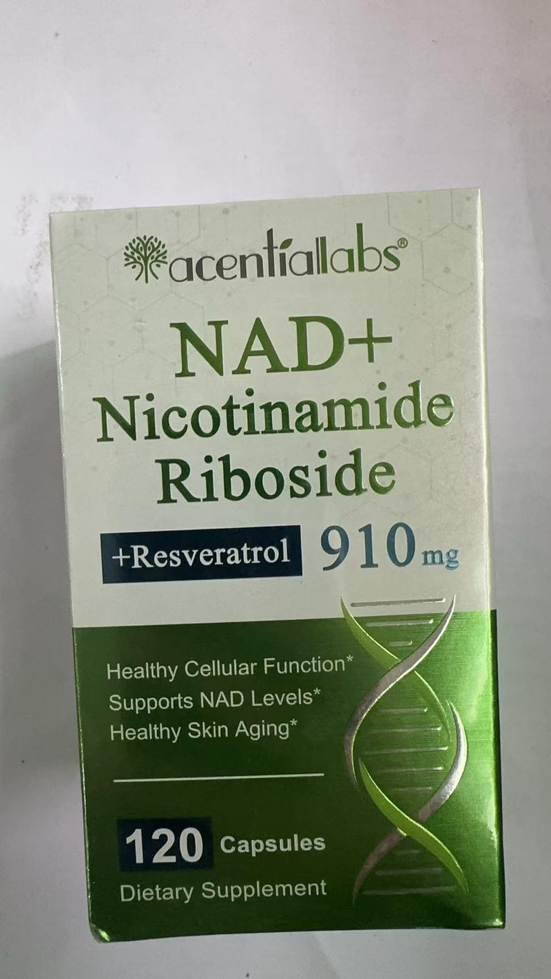 NAD+ Supplements with 910mg Plant-Based Formula NAD Support with Nicotinamide Riboside & Resveratrol, 120 Capsules, Supports Cellular Energy & Daily Wellness