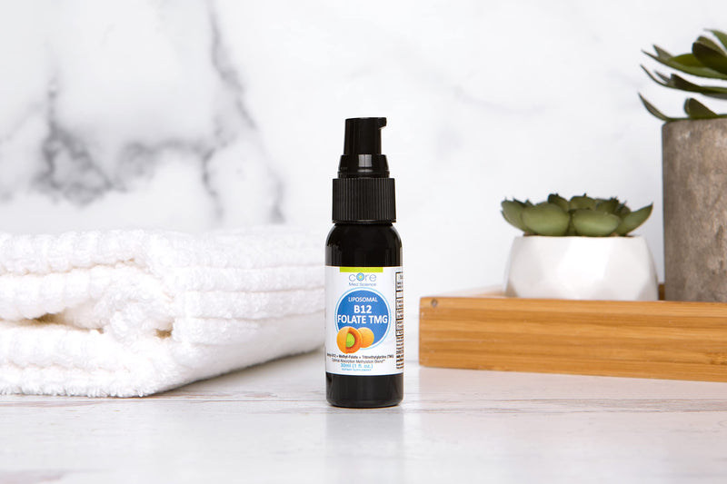 Core Med Science Liposomal B12 Folate TMG Liquid Spray Supplement | Supports Mood, Cognitive, & Heart Health - Vitamin B9 & Betaine for Homocysteine Levels & Methylation Cycle, 1 Fl Oz 1 Fl Oz (Pack of 1)