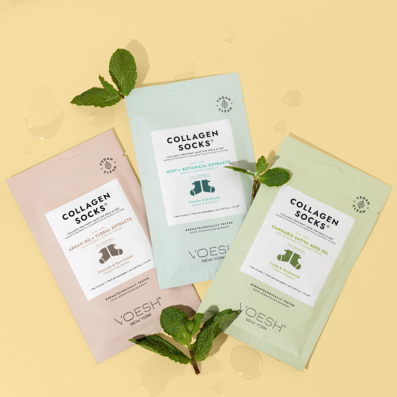 [Australia] - VOESH Collagen Socks, Collagen Socks for Dry Feet, Cracked Heel Repair, Moisturizing Socks, Spa Pedicure Treatment, Spa Socks, Foot Peel Masks, Vegan 5pk - Variety 