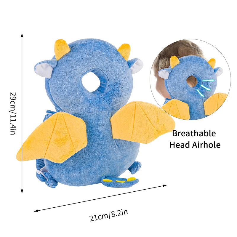 [Australia] - Baby Head Protector Backpack, Toddler Toddler Head Protector, Toddler Head Protector Padded Backpack Elasticated Carrier Wear (Dragon) Blue 