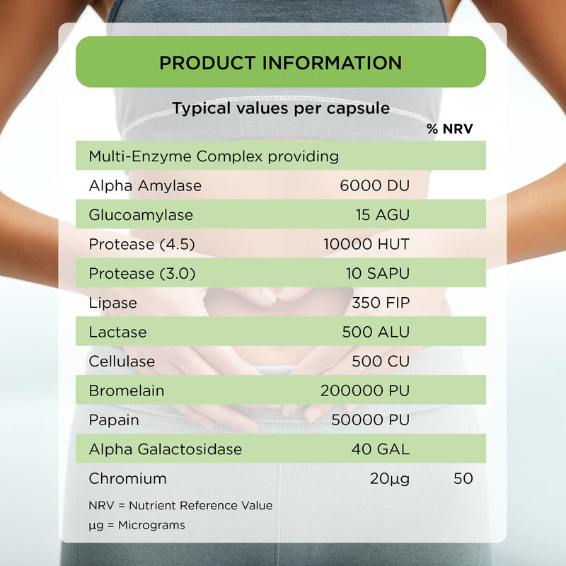 Healthspan Digestive Enzymes | 60 Capsules | Amylase | Lactase | Lipase | Protease | Added Chromium | Aids Digestion | Vegan