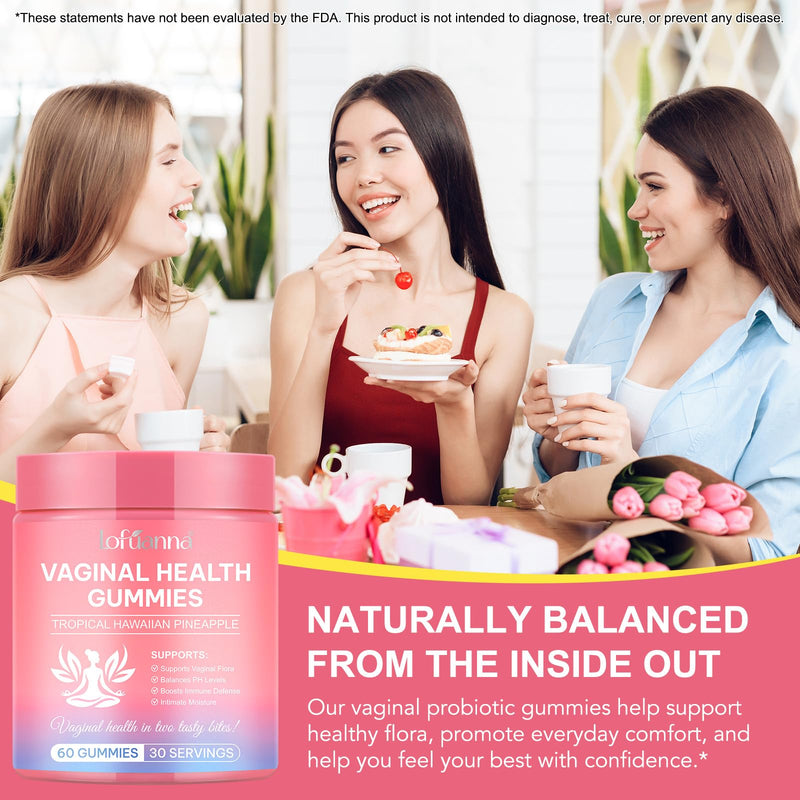 Women Probiotic Gummies, Vaginal Probiotics for Women, Feminine Balance Gummies, ph Balance for Women, Improve Odor, Promotion of Women's Health, Boost immunity,Vegan,Natural Pineapple Flavor,60 Count