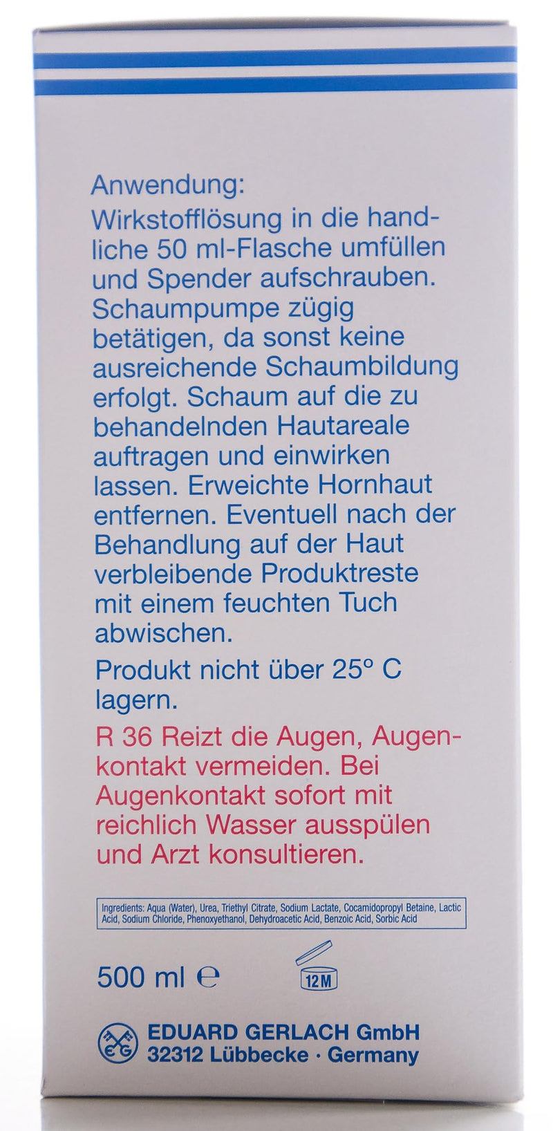 [Australia] - GEHWOL Fusskraft callus softener, 25% urea with foam dispenser bottle, callus removal, 500ml 