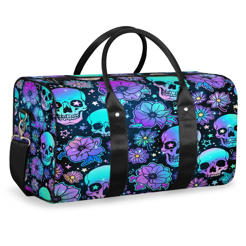 Travel Duffel Bag Skeleton Universe Flower Sport Tote Gym Bag Waterproof Foldable Carryon Weekend Overnight Training Handbag Sports Duffle Bags for Women Men Boys Girls B-Skeleton Universe Flower