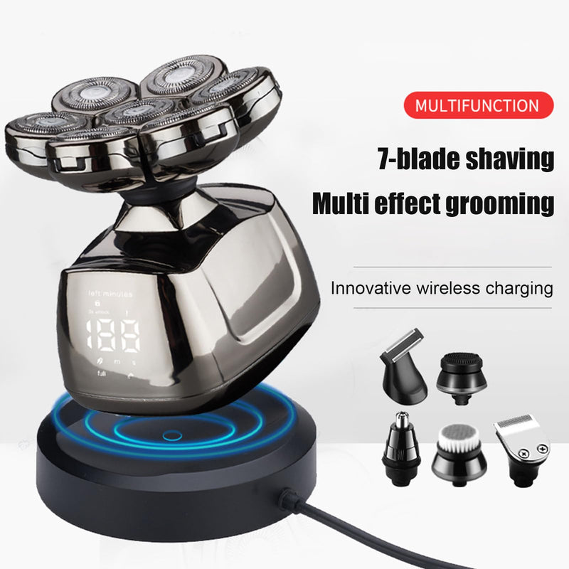 [Australia] - Cordless 7D Head Shavers for Bald Men Multifunctional Rechargeable Electric Razor IPX6 Waterproof for Home Travel 