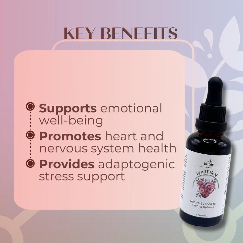 [Australia] - Heart Heal ‚Äì Natural Support for Calm & Balance with Holy Basil, Rose & Hawthorn ‚Äì Gentle Herbal Drops for Relaxation & Emotional Wellness (1.7 Fl Oz) 1.7 