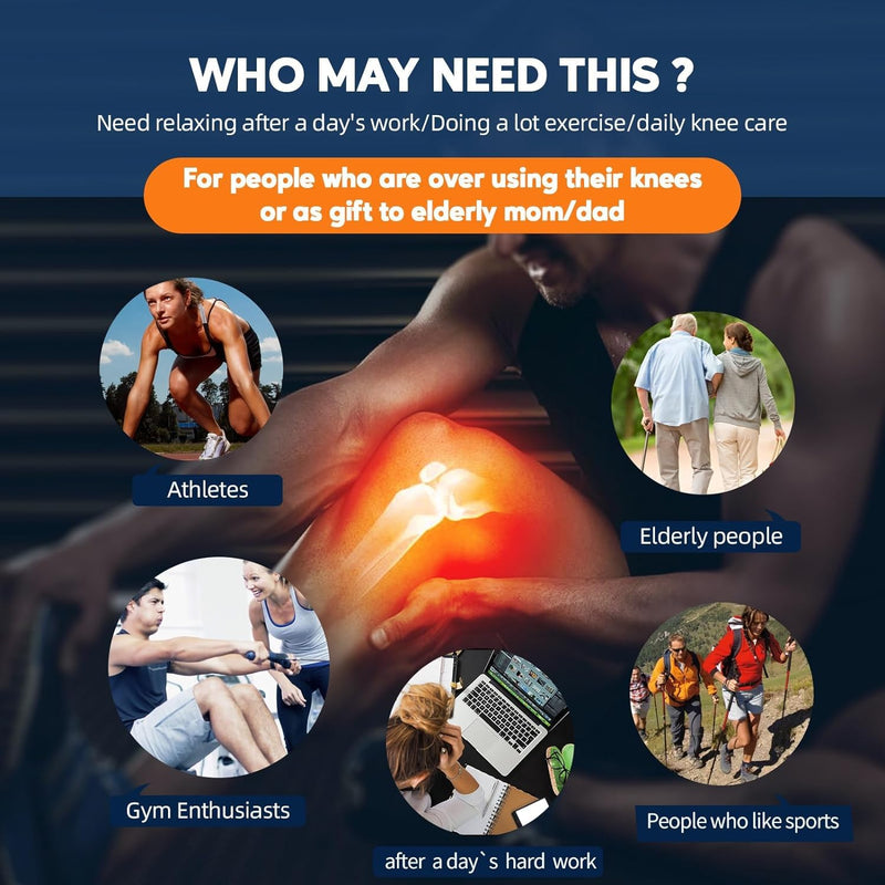 [Australia] - LIARTY Knee Massager Joint Pain Relief 3 Heat Levels, Red Light Knee Massager, Wireless Knee Massager with Heat and Vibration Massage for Relief, Silver Silver 