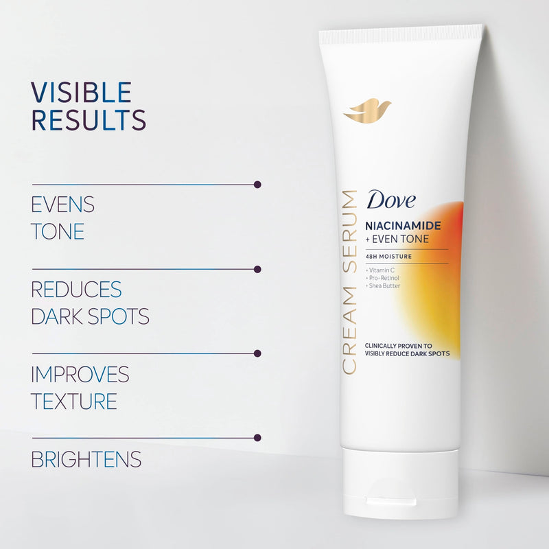 Dove Body Cream Serum Niacinamide + Even Tone for Dark Spots 8oz | Hydrating Lotion for Uneven Tone, with Vitamin C, Pro-Retinol and Shea Butter, Lightweight formula