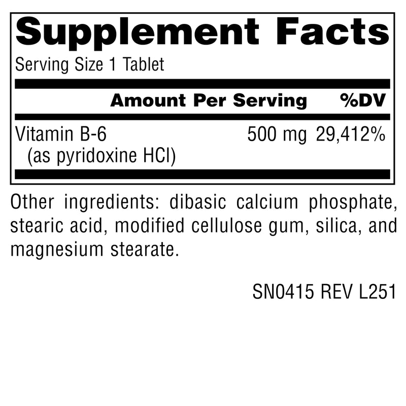 Source Naturals Vitamin B-6, Vegan B-6, 500 mg - 50 Tablets