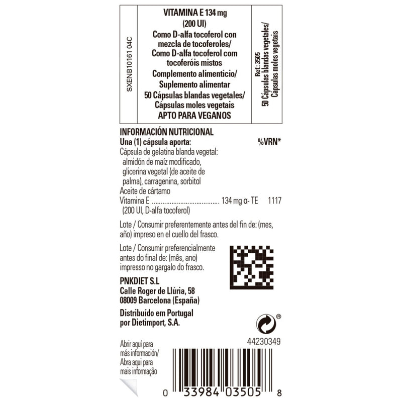 Solgar Natural Source Vitamin E 134 mg (200 IU) Vegetable Softgels - Pack of 50