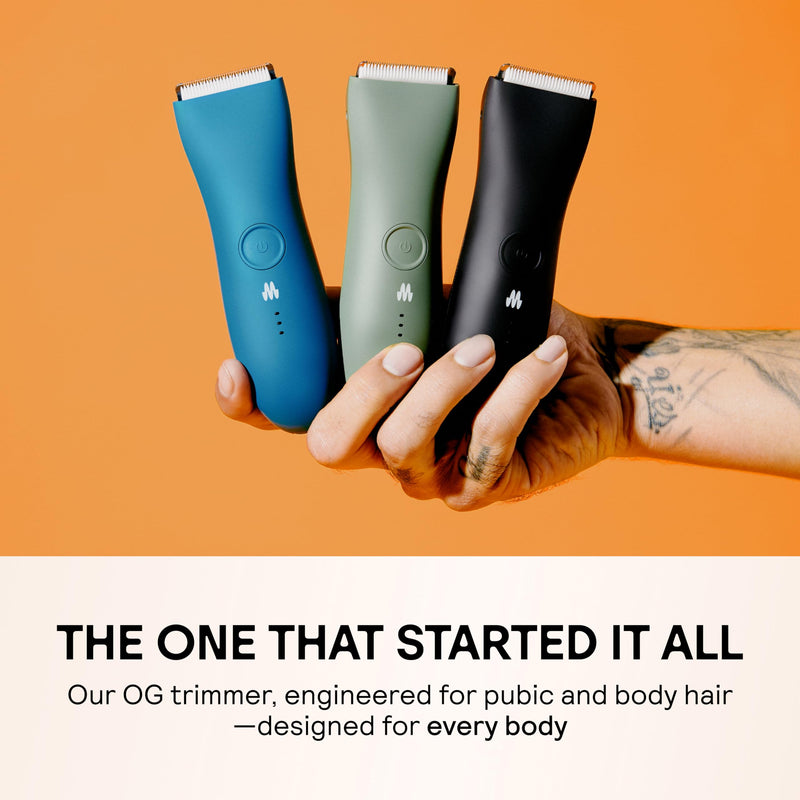 MERIDIAN The Trimmer Original - Body Hair Trimmer for Men, Electric Shaver for Pubic Hair, Chest, Legs & Bikini, Waterproof & Rechargeable, Sky