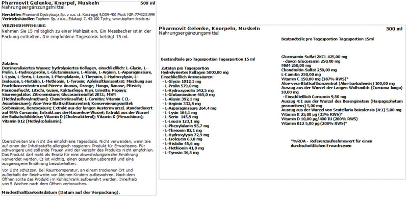 [Australia] - Joints, cartilage, muscles 25 portions 500ml PharmoVit 