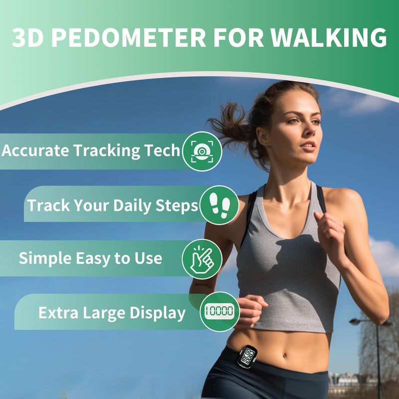 [Australia] - Pedometer Walking Simple 3D Step Counter with Clip and Lanyard, Activities Fitness Tracker Without Smartphone, Accurate Step Tracker for Women, Men, Seniors Black 