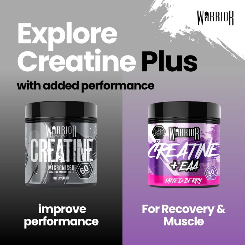 Warrior Creatine Monohydrate Powder + EAA 270g (30 Servings) – Pure Creatine with Essential Amino Acid Supplements for Muscle Recovery & Growth, Pre & Post Workout for Men & Women – Mixed Berry