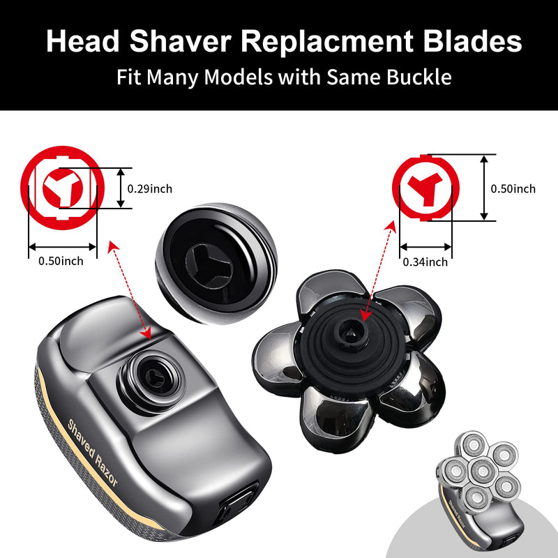 Head Shaver Replacement Heads,Head Shaver Replacement Blades, Head Shavers for Bald Men,Head shavers for Men, Stainless Steel Rotary Blades for Electric Head Razor (silver6) Silver6