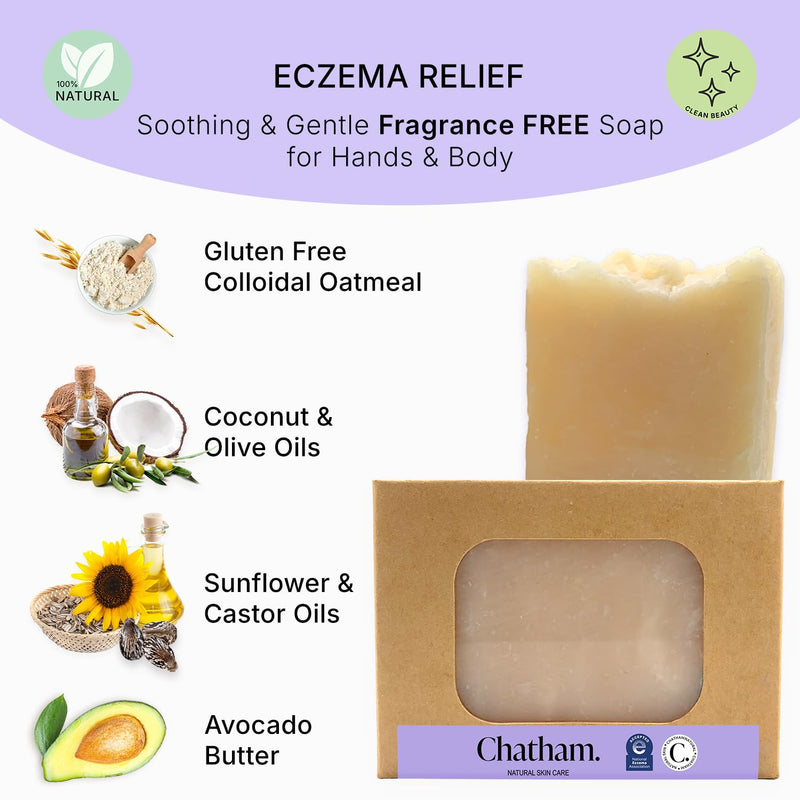 [Australia] - Chatham Natural Skin Care Eczema Relief Oatmeal Soap, oatmeal bath, treatment for eczema rosacea, psoriasis 1 