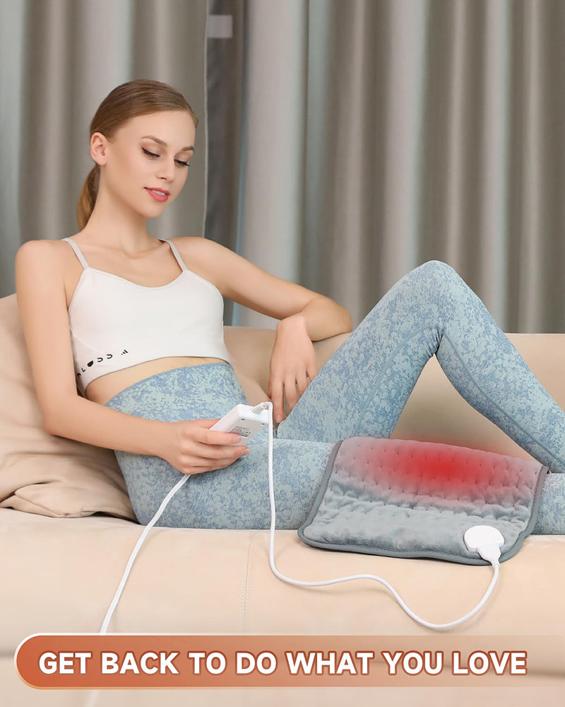 [Australia] - Heating Pad for Back Pain Relief, MAVOKIS Heating Pads for Cramps with Auto Shut Off Large, 6 Heat Settings Electric Heat Pad for Neck and Shoulder, 12" x 24", Moist Heat Option, Super Soft Gray-12x24 Inch 