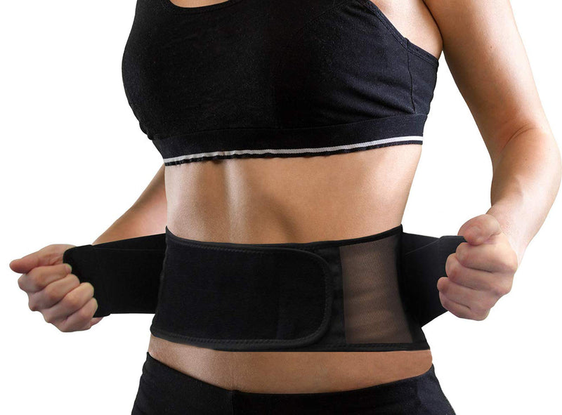 [Australia] - AllyFlex Sports® Lightweight Back Brace for Men & Women Under Uniform, Dual Medical 3D Lumbar Pads for Lower Back Pain Relief, Breathable Mesh with Adjustable Stapes for Back Stress - L Large (Pack of 1) 