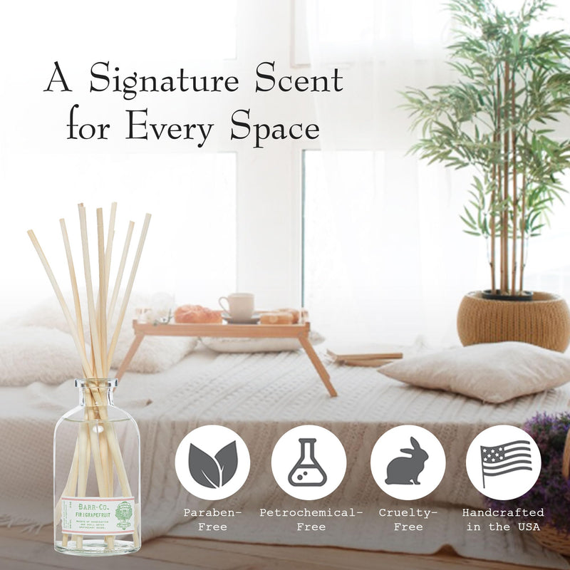 Barr-Co. Fir & Grapefruit Reed Diffuser Kit, 8 fl oz | Bright Grapefruit & Cooling Balsam Scent, Reed Diffuser for Home, Long Lasting Aroma, Refillable
