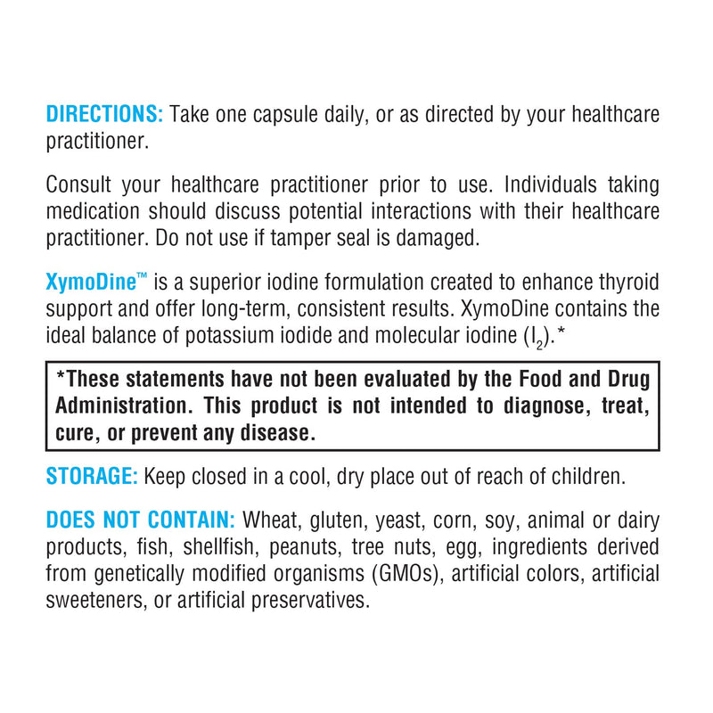 [Australia] - XYMOGEN XymoDine Iodine Supplement - High Potency Iodine 12.5 g to Support Healthy Synthesis of Thyroid Hormones - Potassium Iodide with Molecular Iodine (90 Vegetarian Capsules) 