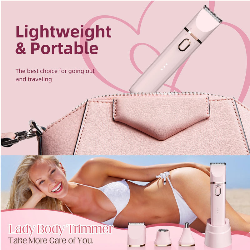 [Australia] - Bikini Trimmer for Women: 3 in 1 Gentle&Painless Electric Razor for Women,120min Cordless Runtime,USB Charge Dock,Ceramic Blade,IPX7 Waterproof Wet & Dry Use &Easy Cleaning Travel Grooming Kit (Pink) Pink 