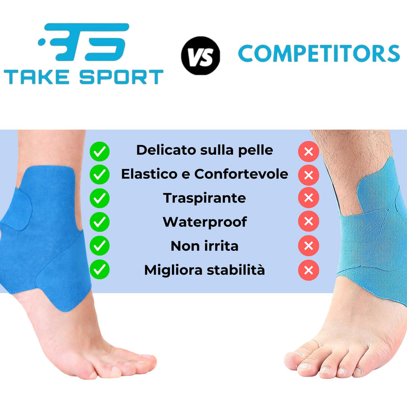 TS TAKE SPORT - kinesiotape, enkelverband, kinesiologietape, enkelbandage, kinesiologietape, enkelsteun, kinesiologietape, enkelbrace, 15 stuks (BLAUW) Blue