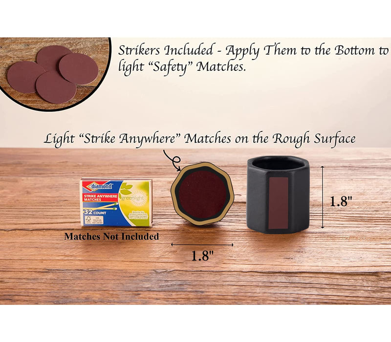 [Australia] - 2 Packs Match Holder With Striker Anise Match Striker For Decorative Black and White Matches For Candles Bathroom Matches In A Jar With Striker Match Cloche Matchstick Holder (Matches NOT Included) 