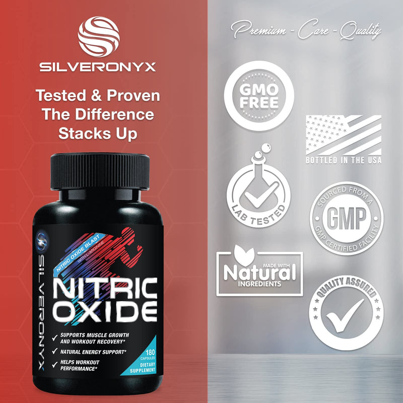 [Australia] - Extra Strength Nitric Oxide Supplement L Arginine 3X Strength - Citrulline Malate, AAKG, Beta Alanine - Premium Muscle Supporting Nitric Booster for Strength & Energy to Train Harder - 180 Capsules 180 Count (Pack of 1) 