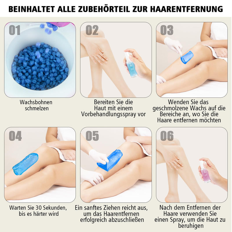 [Australia] - OMOZUN Waxing Set Wax Warmer Device: Wax Hair Removal Machine with LED Digital Display - Pure Natural Wax Machine for Depilatory Wax - Warm Wax Device Suitable for Nose Hair Wax (White) 1.36 kg (Pack of 1) White 