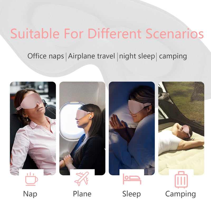 [Australia] - Sleep Mask 3D Eye Mask for Sleeping 100% Light Blocking Eye Covers with Adjustable Strap Night Blindfold for Women Memory Foam Pink 