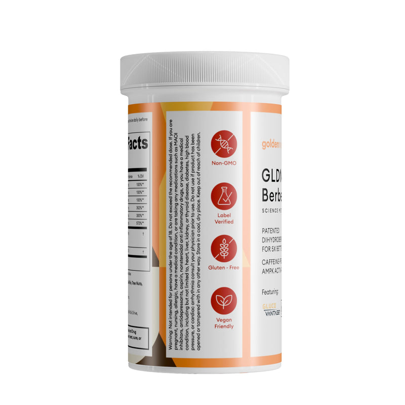 [Australia] - GLDN Berberine Advanced Absorption Formula - 200mg Dihydroberberine 5X Improved Absorption - DIM - Chromium Picolinate and DE111 Probiotics for Digestive Support - Vegan Friendly - 60 Capsules 60 Count (Pack of 1) 