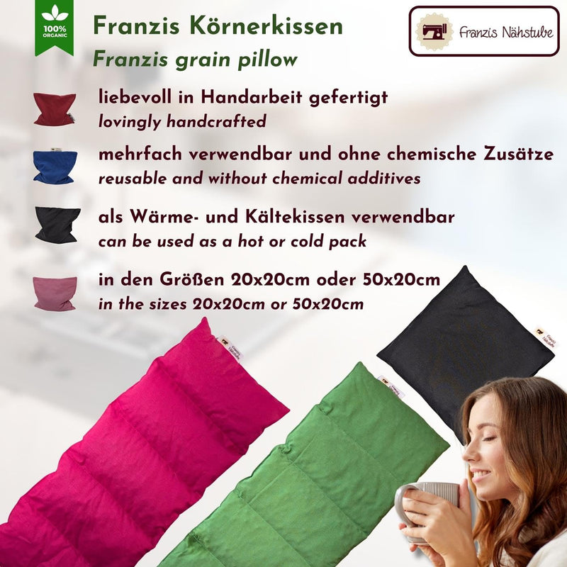 [Australia] - Franzis Nähstube 50x20cm spelled pillow black in 100% cotton I grain pillow spelled 50x20 for microwave I heat pillow, spelled kernel pillow, neck warmer spelled 50x20cm 