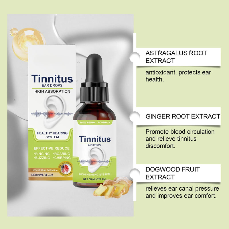 [Australia] - Tinnitus Relief for Ringing Ears - Ear Drops to Reduce Noise, Soothe Clogged Ears and Promote Clear Hearing, Plant-Based FormulaÔºà60ML/2FL.OZÔºâ 